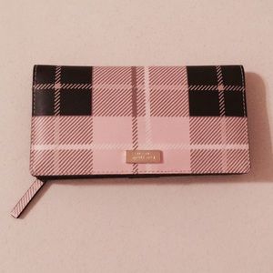 Kate Spade Stacy Printed Newbury Plaid Pink Wallet